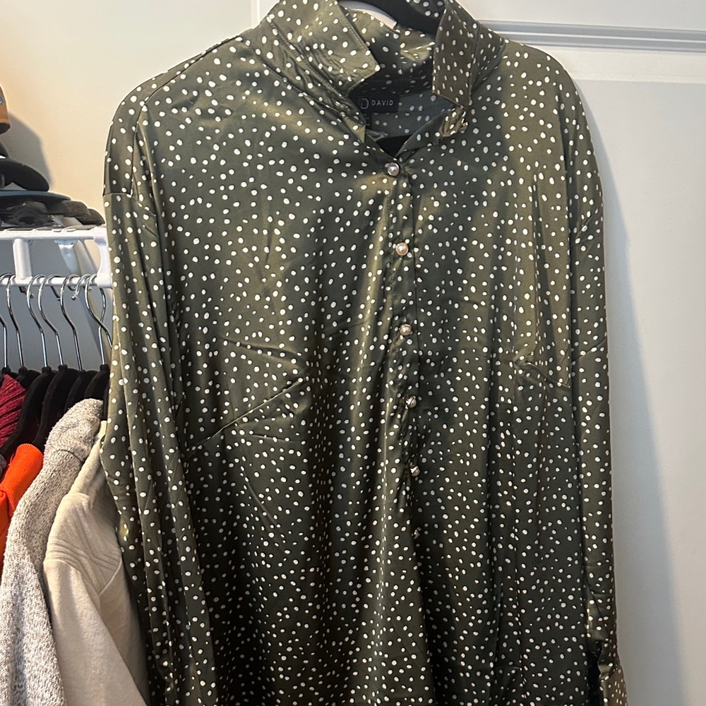 Fred David Dark Green Polka Dot Shirt Jacket